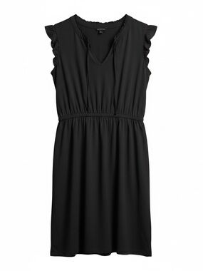 Torrid Black Sleeveless V-Neck Ruffle Dress With Pockets